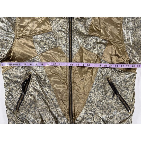 Vintage Edelweiss Skiwear Metallic Gold Paisley Ski Jacket M 80s 90s Retro Puffe - Picture 12 of 15